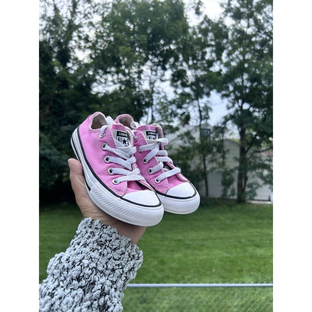 Converse All Star Pink White Low Top Lace Up Textile Sneakers Kids US 11